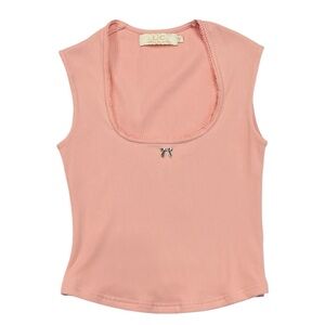 Lizette Collection Pink Scoopneck Ribbed Tee Size Medium
